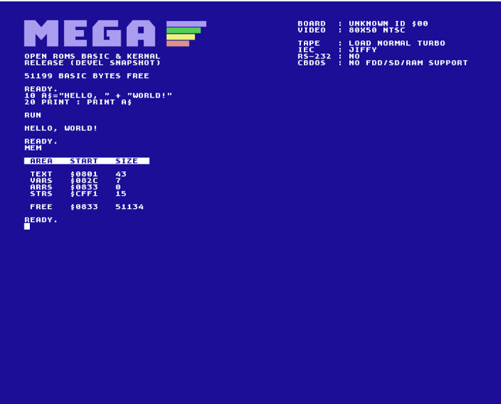 screenshot MEGA65 build screenshot